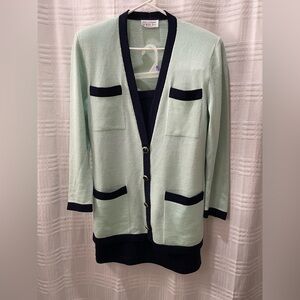 St. John by Marie Gray Elegant matching set skirt and cardigan mint green & blue